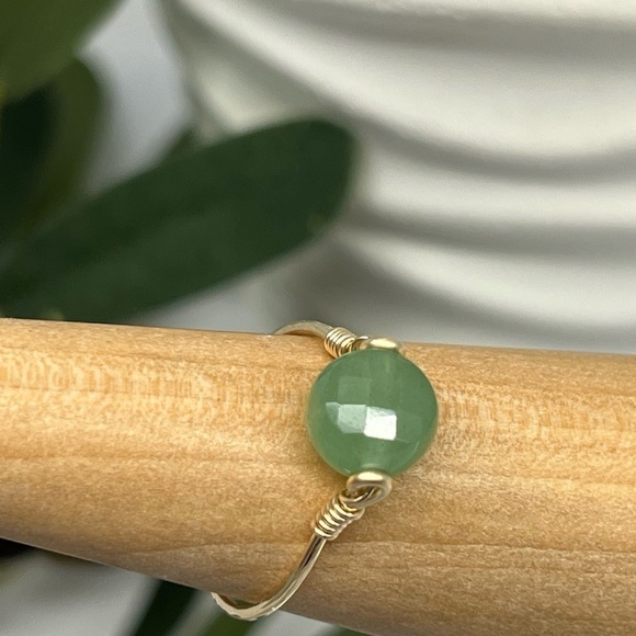 Aventurine Gemstone 14K GF or Sterling Silver Ring Soft Green - Picture 14 of 14